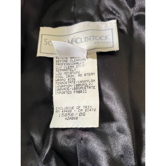 VTG Scott McClintock Black Cocktail Dress Velvet Sz S Green Off Shoulder 90s Y2K - Picture 8 of 8